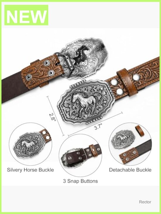 Cowboy Western Belt Embossed Floral Leather Belt with Removable Buckle for Jeans main image 6